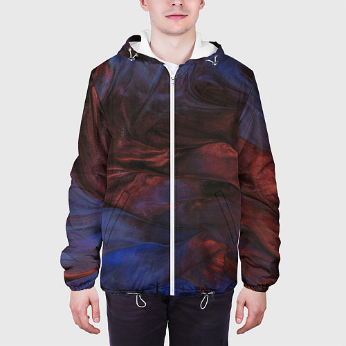 Мужская куртка Тёмные переливающиеся волны с блёстками / 3D-Белый – фото 3
