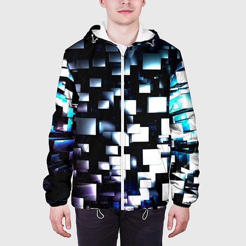 Мужская куртка Неоновые кубы абстракция / 3D-Белый – фото 3