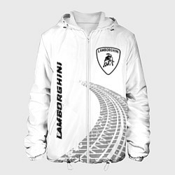 Куртка с капюшоном мужская Lamborghini speed на светлом фоне со следами шин:, цвет: 3D-белый