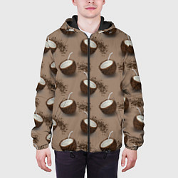 Куртка с капюшоном мужская Кокос и шоколад - паттерн, цвет: 3D-черный — фото 2