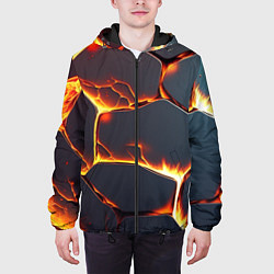 Куртка с капюшоном мужская Огонь из разломленных плит, цвет: 3D-черный — фото 2
