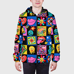 Куртка с капюшоном мужская Funny cartoon characters, цвет: 3D-черный — фото 2