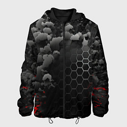 Куртка с капюшоном мужская Взрыл черных плит и обломки, цвет: 3D-черный