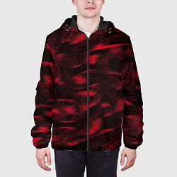 Куртка с капюшоном мужская Абстракт красного, цвет: 3D-черный — фото 2
