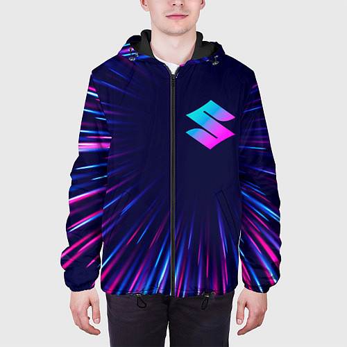 Мужская куртка Suzuki neon speed lines / 3D-Черный – фото 3