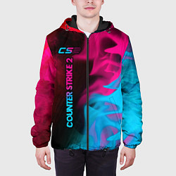 Куртка с капюшоном мужская Counter Strike 2 - neon gradient: по-вертикали, цвет: 3D-черный — фото 2