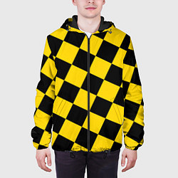Куртка с капюшоном мужская Черно-желтая крупная клетка, цвет: 3D-черный — фото 2