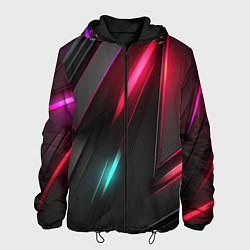 Куртка с капюшоном мужская Объемные неоновые детали, цвет: 3D-черный