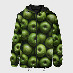Куртка с капюшоном мужская Сочная текстура из зеленых яблок, цвет: 3D-черный