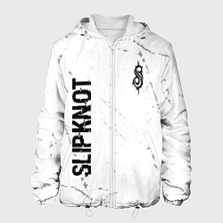 Куртка с капюшоном мужская Slipknot glitch на светлом фоне: надпись, символ, цвет: 3D-белый