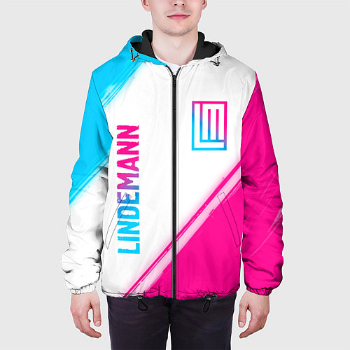 Мужская куртка Lindemann neon gradient style: надпись, символ / 3D-Черный – фото 3