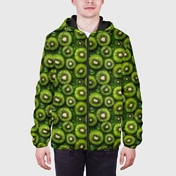 Куртка с капюшоном мужская Сочная текстура из мелкого киви, цвет: 3D-черный — фото 2