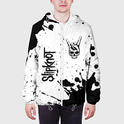 Куртка с капюшоном мужская Slipknot и рок символ на светлом фоне, цвет: 3D-белый — фото 2