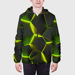 Куртка с капюшоном мужская Разлом неоновых плит, цвет: 3D-черный — фото 2
