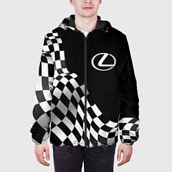 Куртка с капюшоном мужская Lexus racing flag, цвет: 3D-черный — фото 2