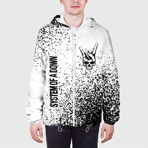 Мужская куртка System of a Down и рок символ на светлом фоне / 3D-Белый – фото 3