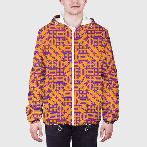 Мужская куртка Фиолетовый векторный узор / 3D-Белый – фото 3