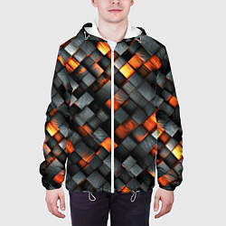 Куртка с капюшоном мужская Раскаленные блоки паттерн, цвет: 3D-белый — фото 2
