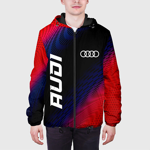 Мужская куртка Audi красный карбон / 3D-Черный – фото 3