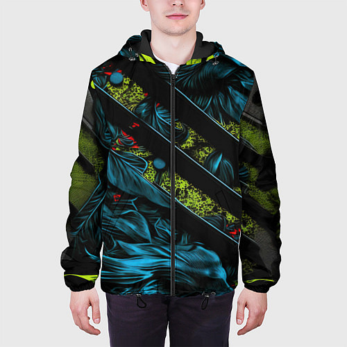 Мужская куртка Зеленая объемная абстракция / 3D-Черный – фото 3