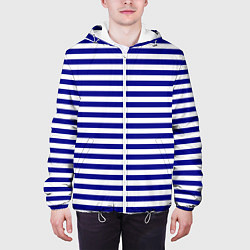 Куртка с капюшоном мужская Тельняшка синяя ВМФ, цвет: 3D-белый — фото 2