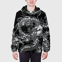 Куртка с капюшоном мужская Татуировка японского дракона, цвет: 3D-черный — фото 2