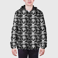 Куртка с капюшоном мужская Черепа монохромные, цвет: 3D-черный — фото 2