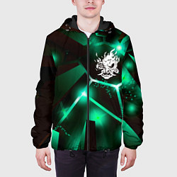 Куртка с капюшоном мужская Cyberpunk 2077 разлом плит, цвет: 3D-черный — фото 2