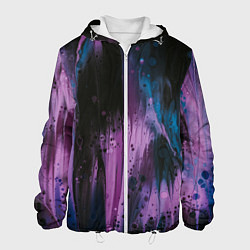 Куртка с капюшоном мужская Фиолетовые абстрактные тени, цвет: 3D-белый