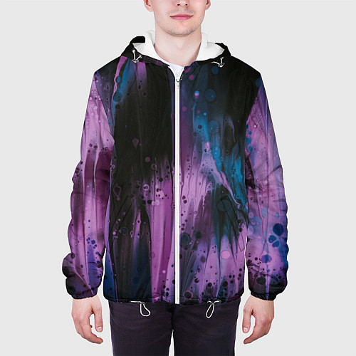 Мужская куртка Фиолетовые абстрактные тени / 3D-Белый – фото 3