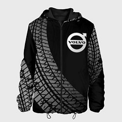 Куртка с капюшоном мужская Volvo tire tracks, цвет: 3D-черный