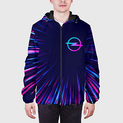 Куртка с капюшоном мужская Opel neon speed lines, цвет: 3D-черный — фото 2