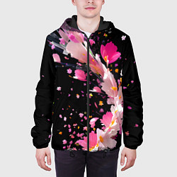 Куртка с капюшоном мужская Вихрь розовых лепестков, цвет: 3D-черный — фото 2