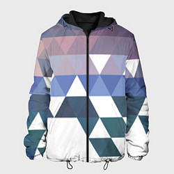 Куртка с капюшоном мужская Абстрактные разноцветные треугольники в паттерне, цвет: 3D-черный
