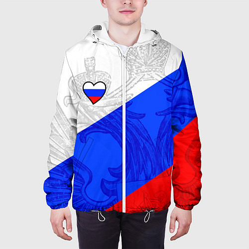 Мужская куртка Сердечко - Россия / 3D-Белый – фото 3