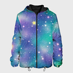 Куртка с капюшоном мужская Космическое сияние волшебное, цвет: 3D-черный
