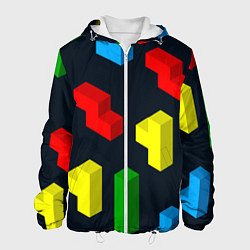 Куртка с капюшоном мужская Крупные фигуры из игры Тетрис, цвет: 3D-белый