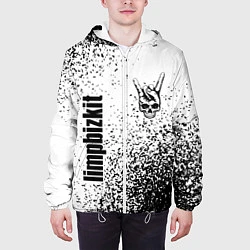 Куртка с капюшоном мужская Limp Bizkit и рок символ на светлом фоне, цвет: 3D-белый — фото 2