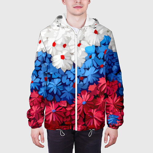Мужская куртка Флаг РФ из цветов / 3D-Белый – фото 3