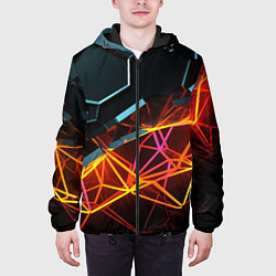 Куртка с капюшоном мужская Разломленные плитки, цвет: 3D-черный — фото 2