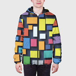 Куртка с капюшоном мужская Тетрис цветные кубики, цвет: 3D-черный — фото 2