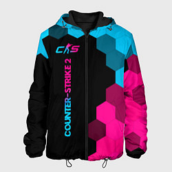 Куртка с капюшоном мужская Counter-Strike 2 - neon gradient: по-вертикали, цвет: 3D-черный