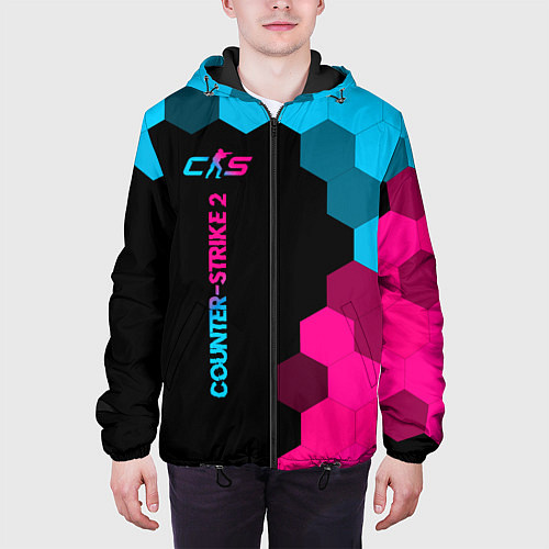 Мужская куртка Counter-Strike 2 - neon gradient: по-вертикали / 3D-Черный – фото 3