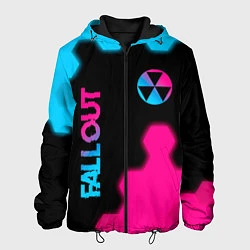 Куртка с капюшоном мужская Fallout - neon gradient: надпись, символ, цвет: 3D-черный