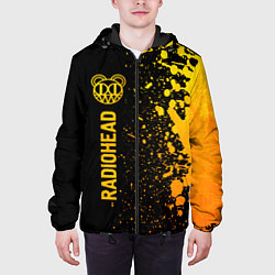 Куртка с капюшоном мужская Radiohead - gold gradient: по-вертикали, цвет: 3D-черный — фото 2