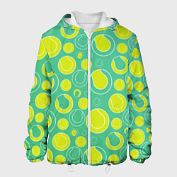 Куртка с капюшоном мужская Теннисные мячики, цвет: 3D-белый