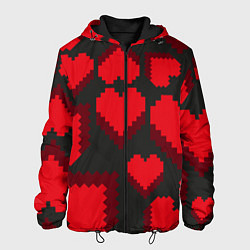 Куртка с капюшоном мужская Pixel hearts, цвет: 3D-черный
