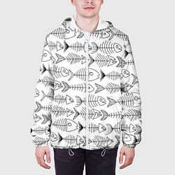 Куртка с капюшоном мужская Рыбные скелетики, цвет: 3D-белый — фото 2