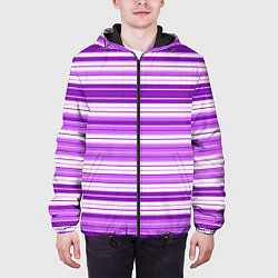 Куртка с капюшоном мужская Фиолетовые полосы, цвет: 3D-черный — фото 2