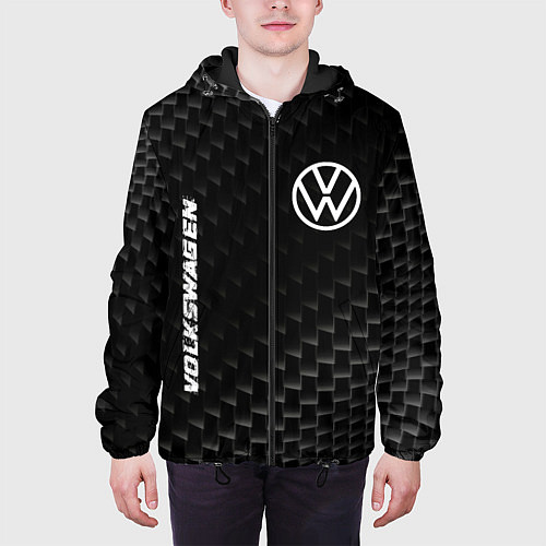 Мужская куртка Volkswagen карбоновый фон / 3D-Черный – фото 3